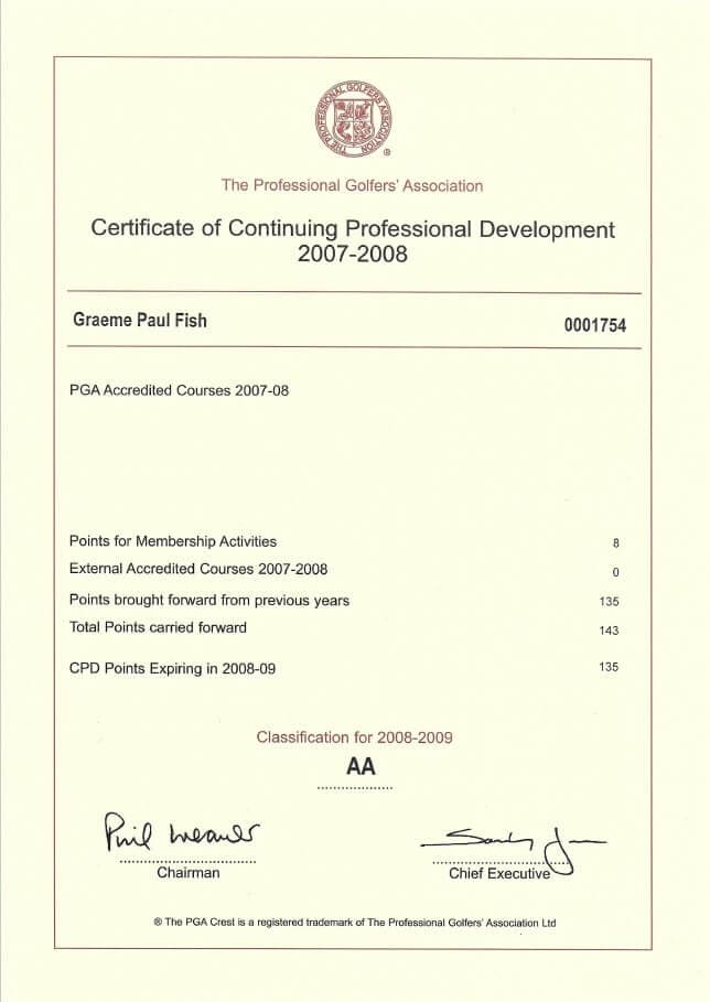 PGA (AA) Golf Professional